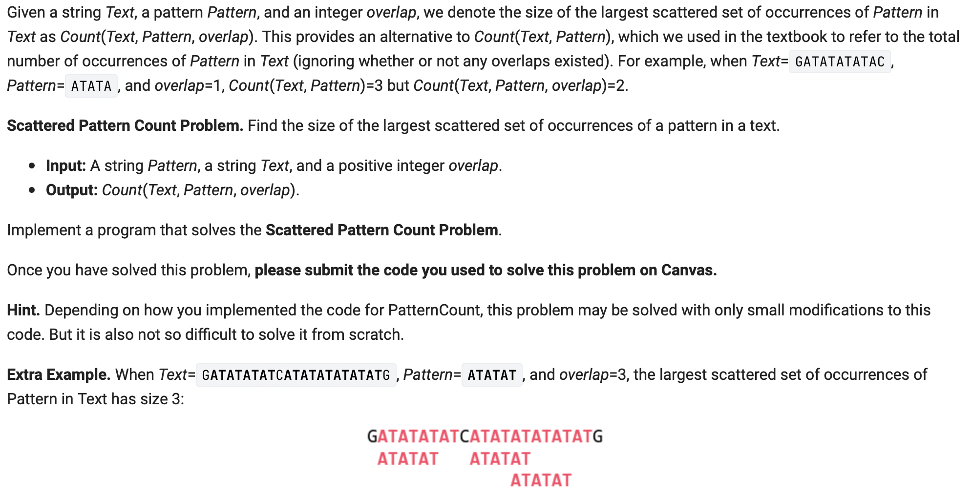 Solved Given a string Text, a pattern Pattern, and an | Chegg.com