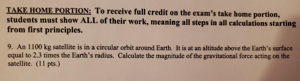 Take Home Portion To Receive Full Credit On The Chegg Com