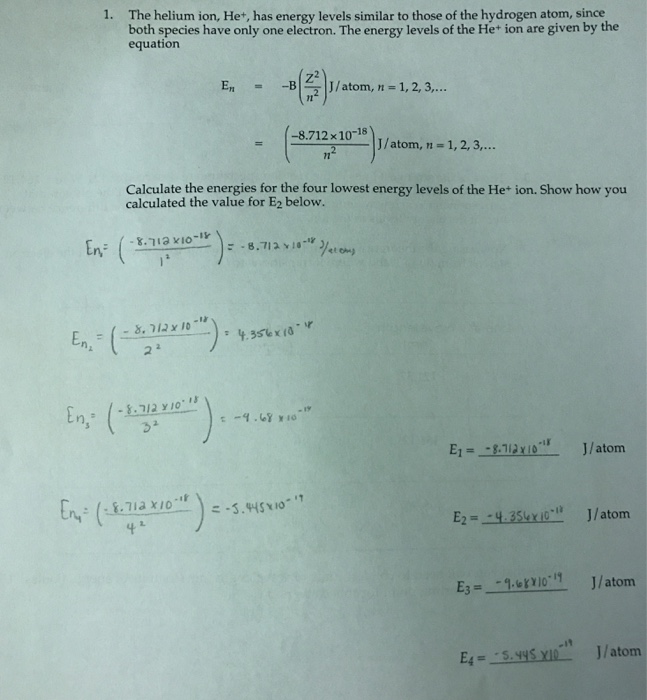 Solved Three of the strongest lines in the He+ ion spectrum | Chegg.com