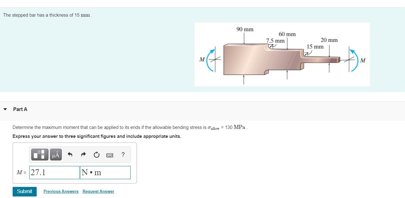 Solved The Stepped Bar Has A Thickness Of 15 Mm. Determine | Chegg.com