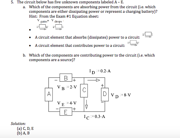 Solved 5. The circuit below has five unknown components | Chegg.com