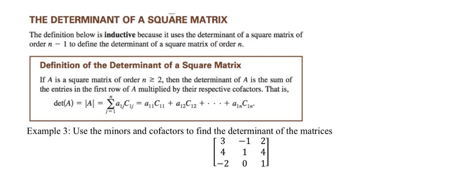 Solved The Determinant Of A Square Matrix The Definition 3940