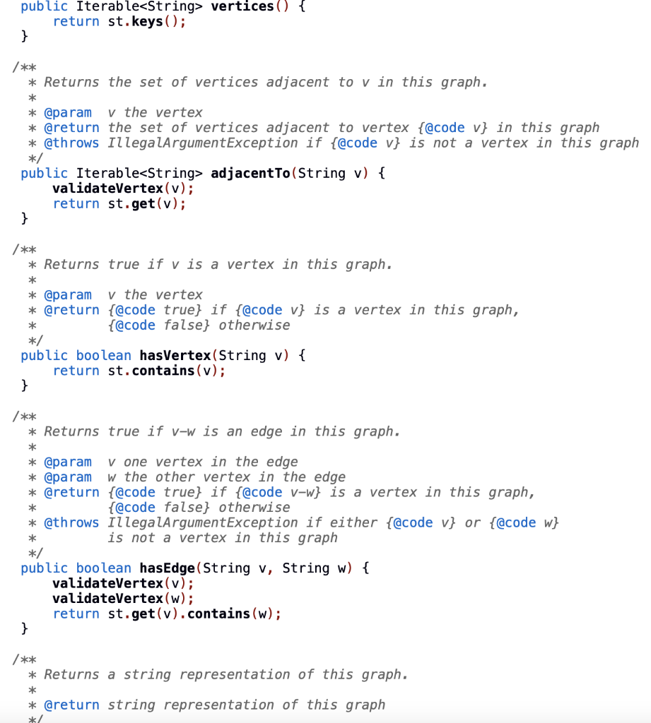 Solved below is Graph.java. Please add these three methods | Chegg.com