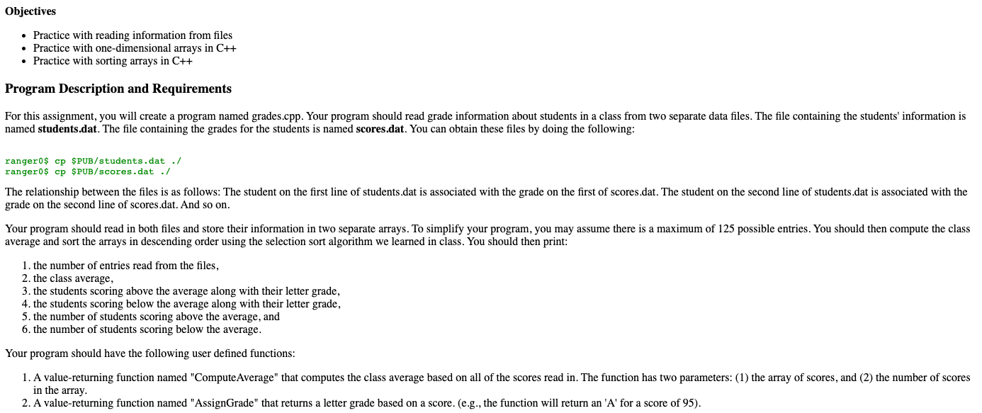 Solved Objectives • Practice with reading information from | Chegg.com