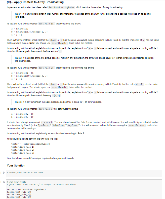 Solved Problem 4 (A). Read about array broadcasting One | Chegg.com