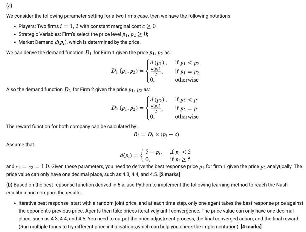 Solved The Bertrand model of oligopoly models a market