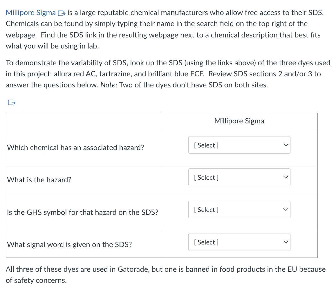 Solved Millipore Sigma ⇄ is a large reputable chemical | Chegg.com
