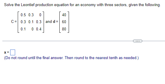 Solved Solve The Leontief Production Equation For An Economy | Chegg.com