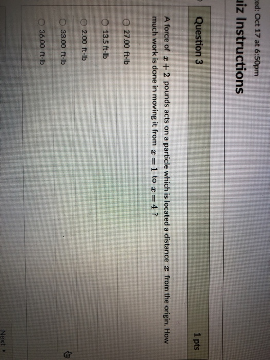 Solved ed: Oct 17 at 6:50pm iz Instructions Question 1 pts A | Chegg.com