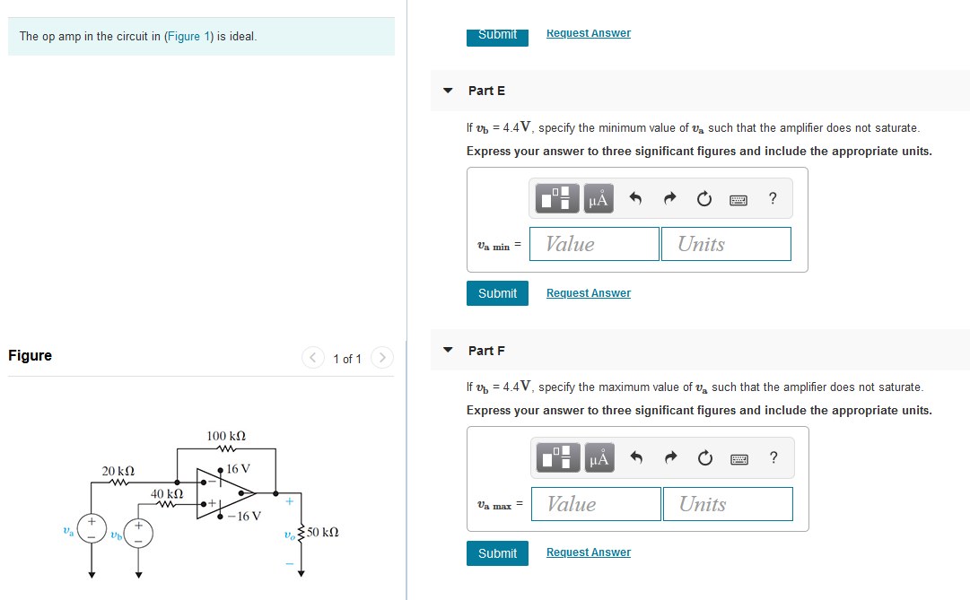 Solved The op amp in the circuit in (Figure 1) is ideal. | Chegg.com