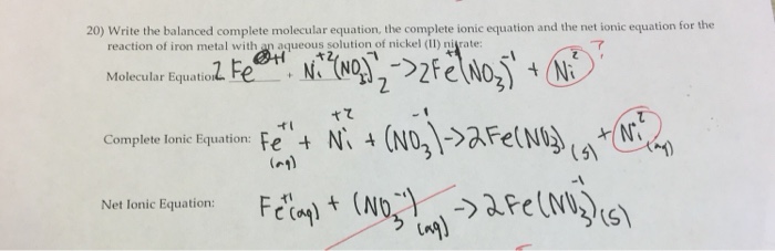 Solved 20) Write the balanced complete molecular equation, | Chegg.com