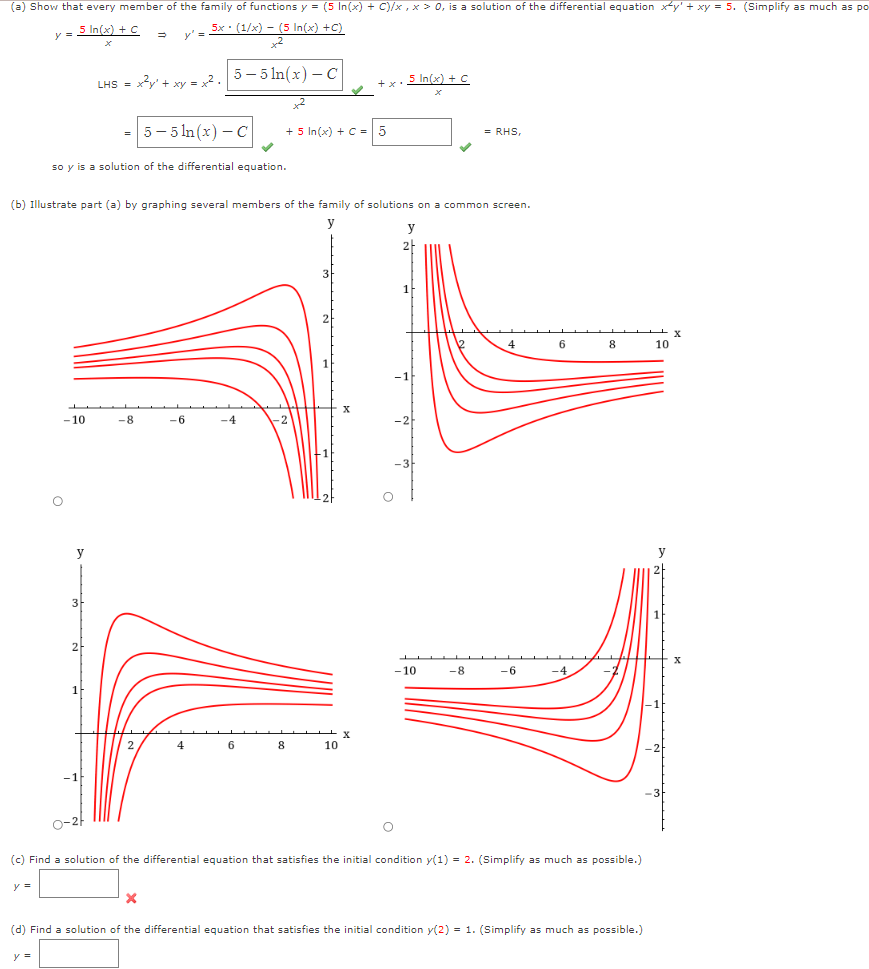 Solved (a) Show that every member of the family of functions | Chegg.com