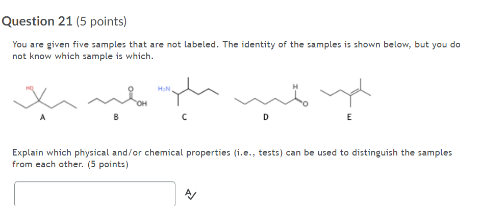 Solved Question 21 (5 points) You are given five samples | Chegg.com