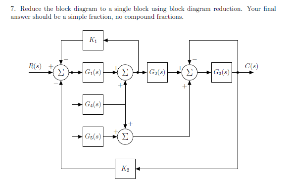 Solved 7. Reduce the block diagram to a single block using | Chegg.com