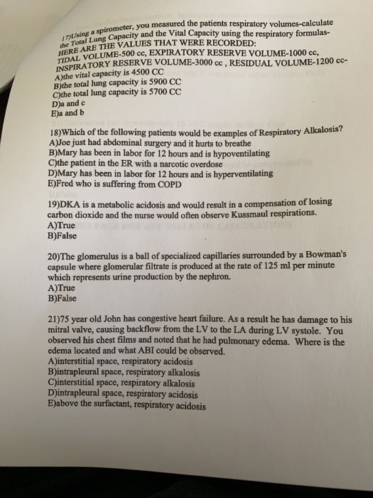 Solved er, you measured the patients respiratory | Chegg.com