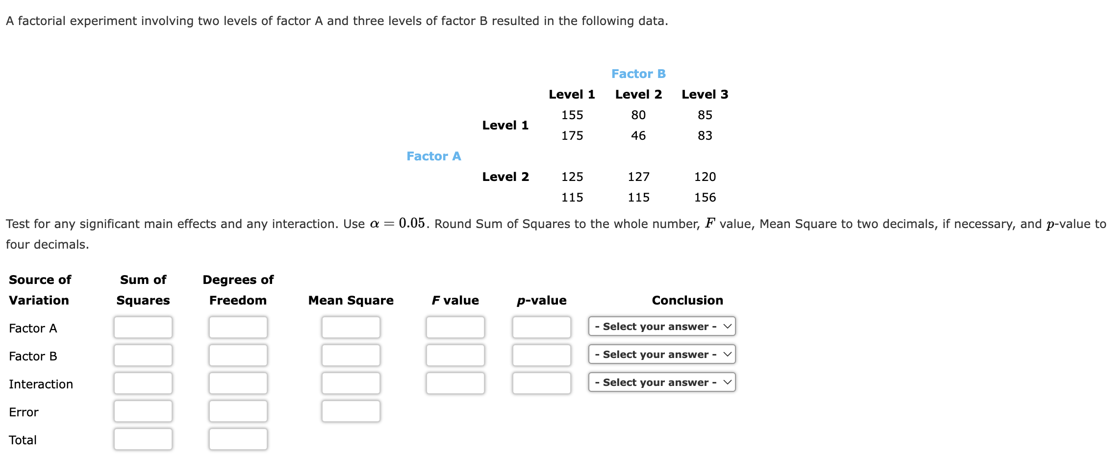 experiment with factor