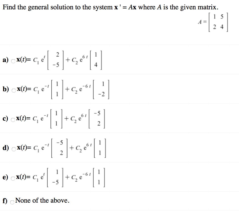 Solved Find The General Solution To The System X Ax Whe Chegg Com