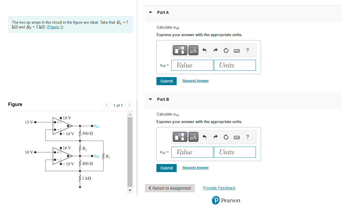 Solved The two op amps in the circuit in the figure are | Chegg.com
