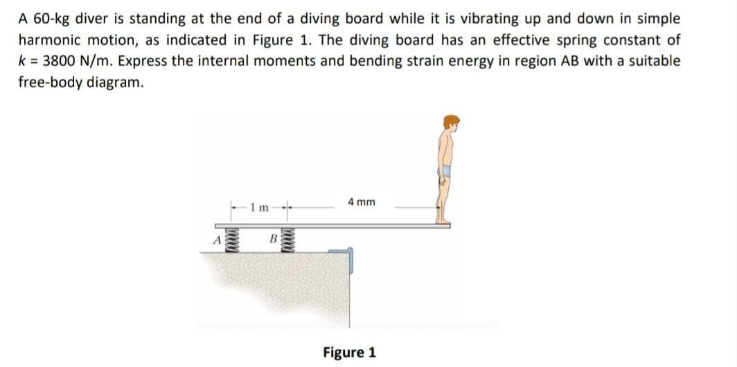 Solved A 60-kg diver is standing at the end of a diving | Chegg.com