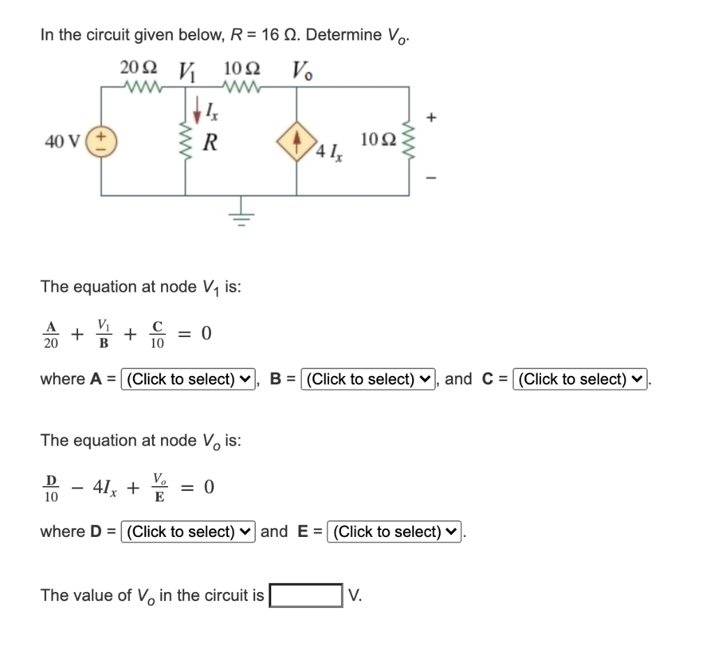 Solved In the circuit given below, R = 16 12. Determine V.. | Chegg.com