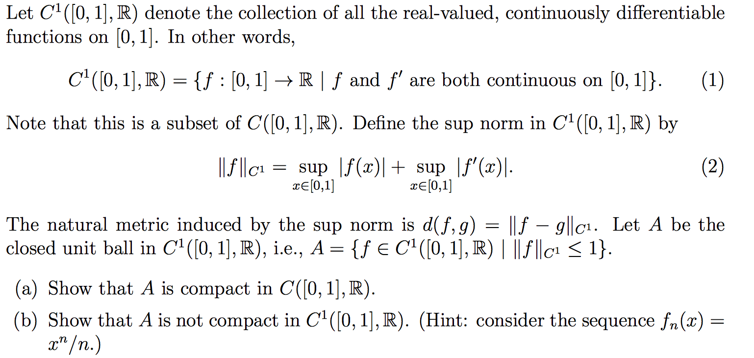 Solved Let C1(0, 1], R) Denote The Collection Of All The | Chegg.com