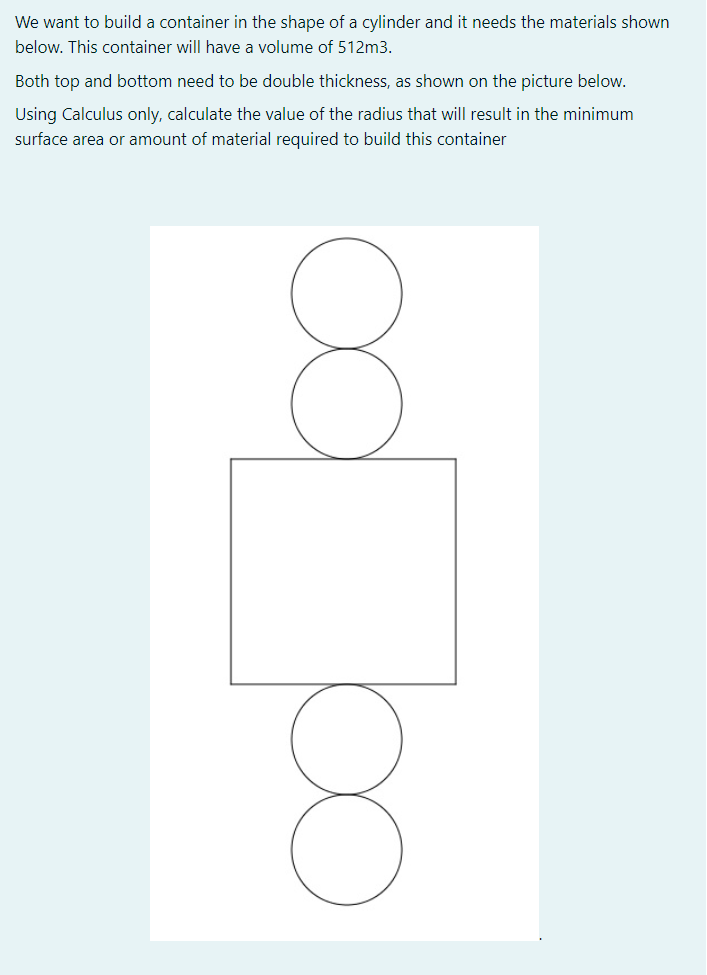 Solved We want to build a container in the shape of a | Chegg.com