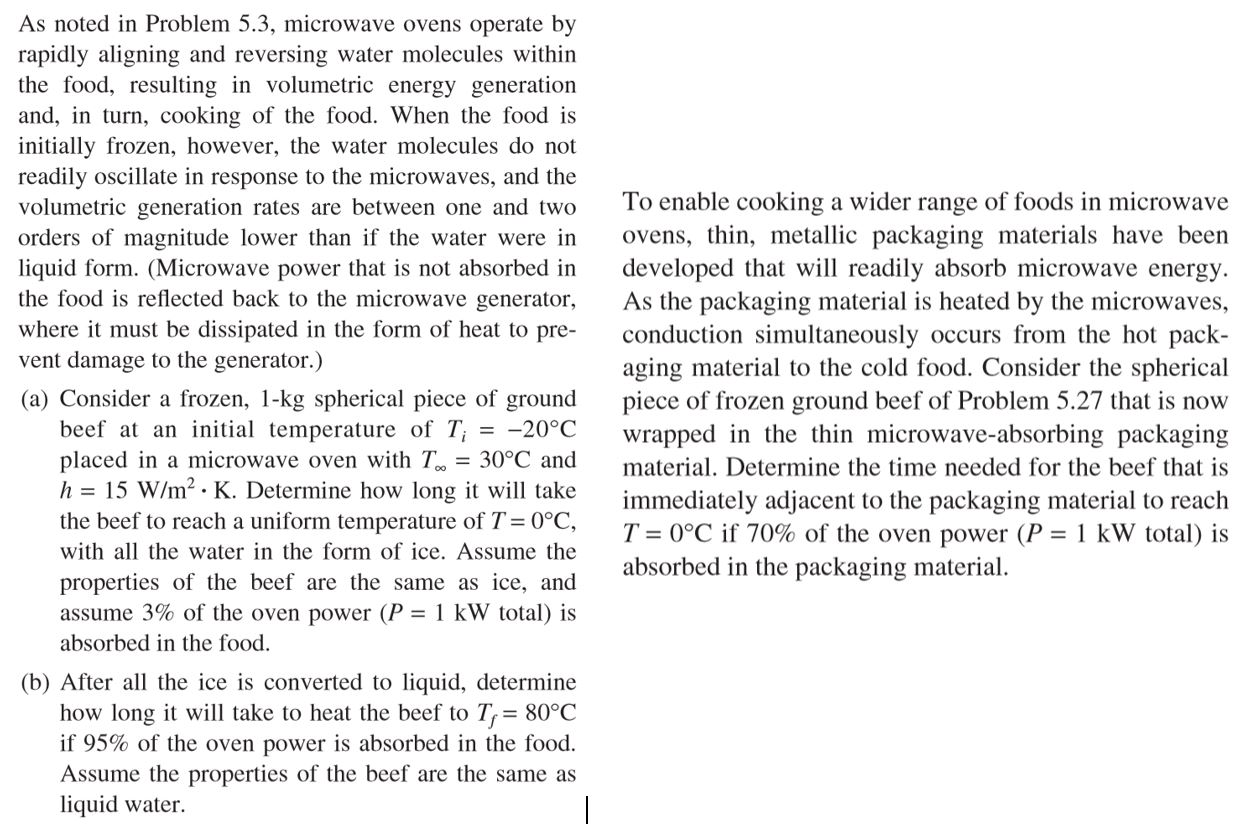 Solved As Noted In Problem 5.3, Microwave Ovens Operate By | Chegg.com