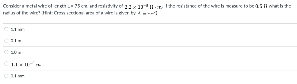 Solved Consider a metal wire of length L-75 cm and | Chegg.com