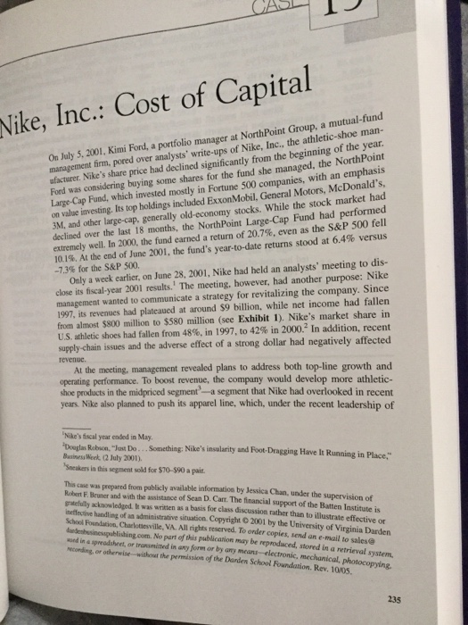 Nike inc shop cost of capital