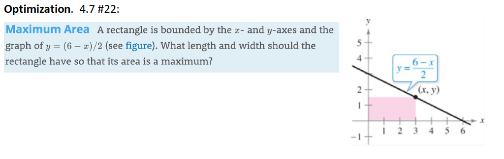 Solved Optimization. 4.7 #22: Maximum Area A rectangle is | Chegg.com