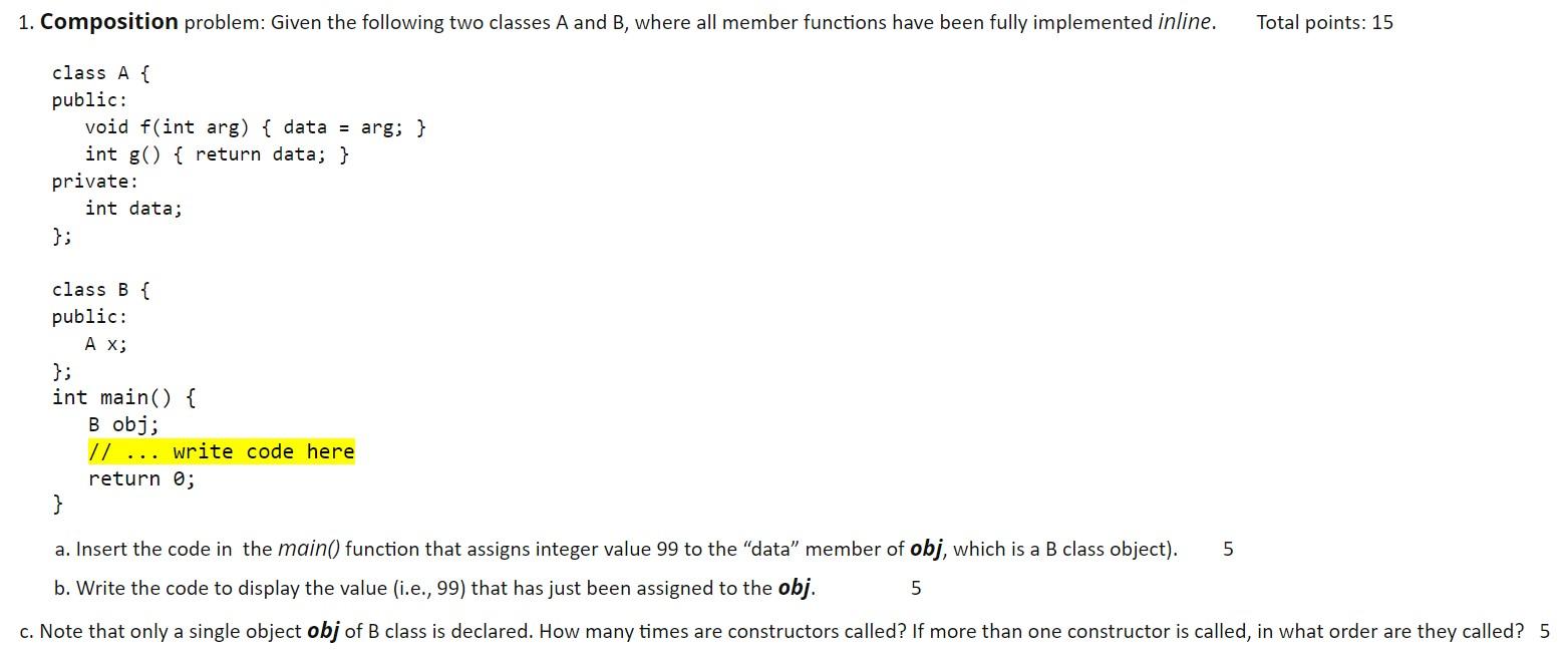 Solved 1. Composition problem: Given the following two | Chegg.com