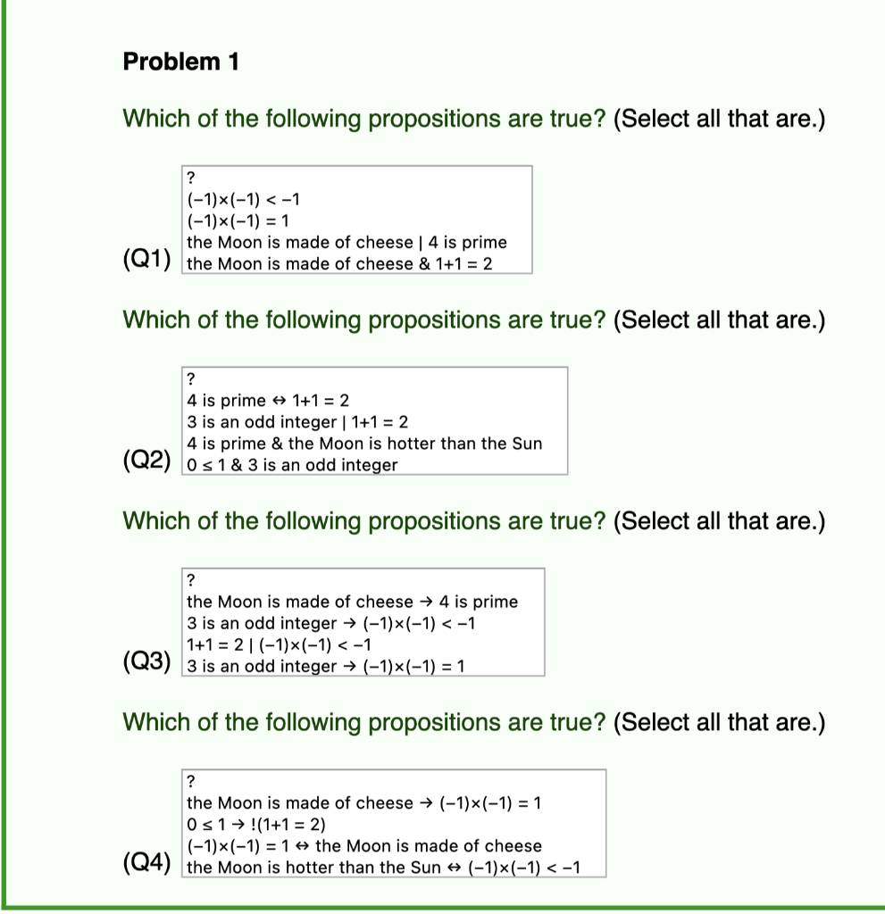 Solved Problem 1 Which of the following propositions are | Chegg.com