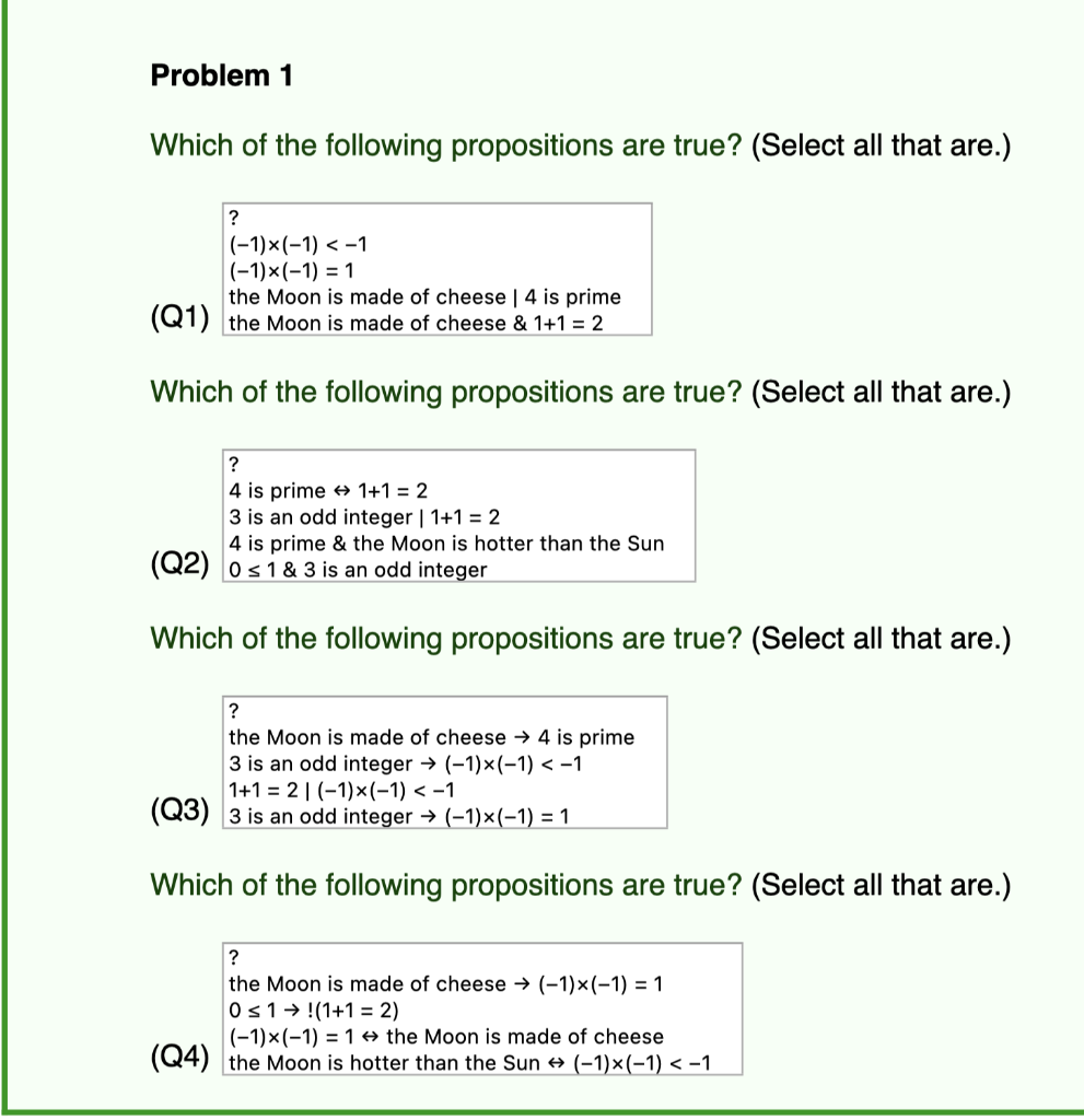 Solved Problem 1 Which Of The Following Propositions Are | Chegg.com