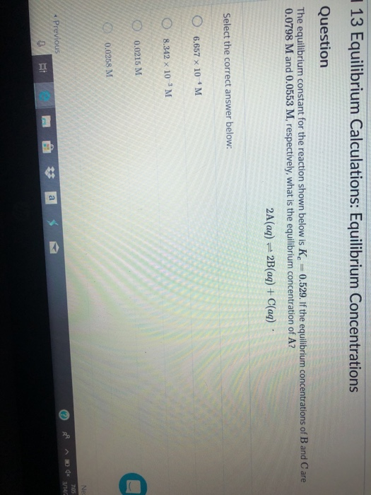 Solved 13 Equilibrium Calculations: Equilibrium | Chegg.com