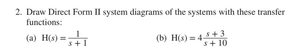 Solved 2. Draw Direct Form II system diagrams of the systems | Chegg.com