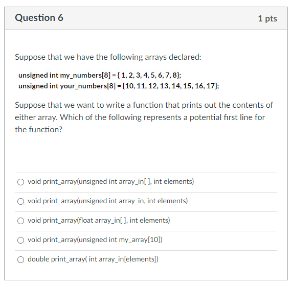 Solved Question 6 1 Pts Suppose That We Have The Following | Chegg.com