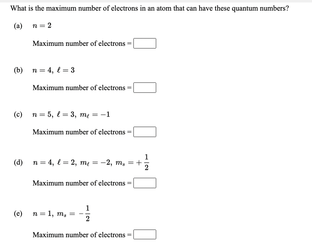 maximum number of electrons in n=2 l=1