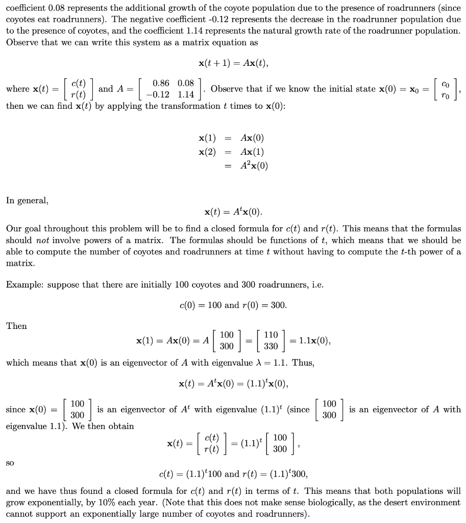 Solved Problem I Coyotes And Roadrunners Suppose That A Chegg Com