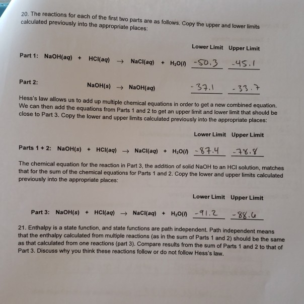 Solved 20. The reactions for each of the first two parts are | Chegg.com