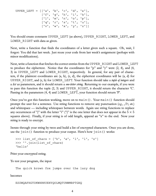 Solved Four Square Py In This Assignment We Will Make Chegg Com