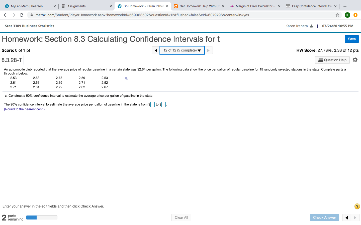 pearson mylab assignments