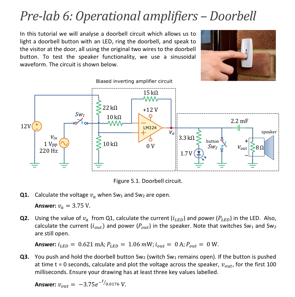Solved Prelab 6 Operational amplifiers Doorbell In this