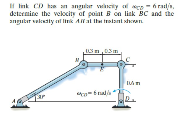 Solved If link CD has an angular velocity of wcp = 6 rad/s, | Chegg.com