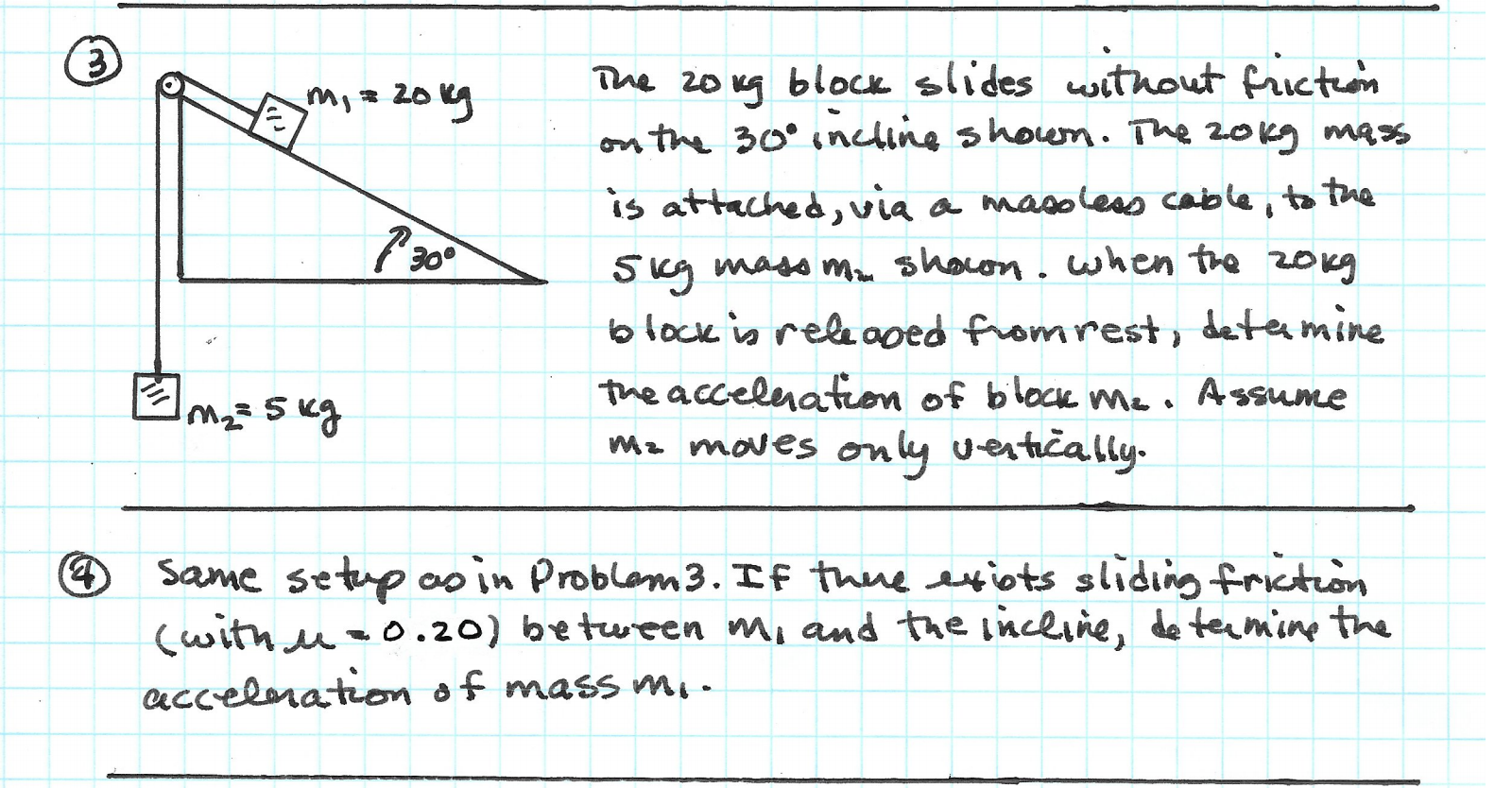 Solved 3 m, x 20kg E 읍 The zorg block slides without | Chegg.com