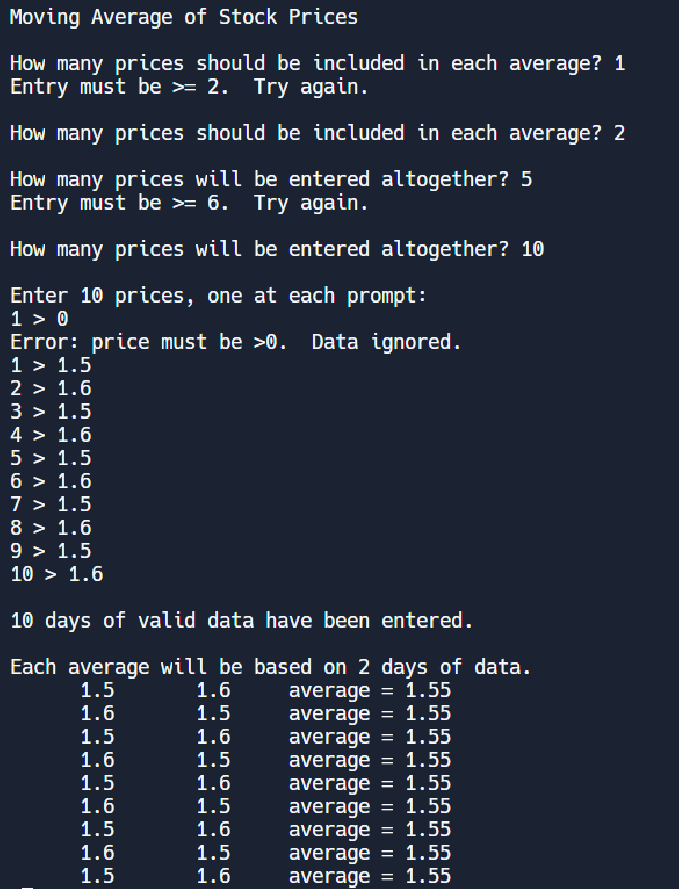 Solved In C programming Moving average. Some quantities, | Chegg.com