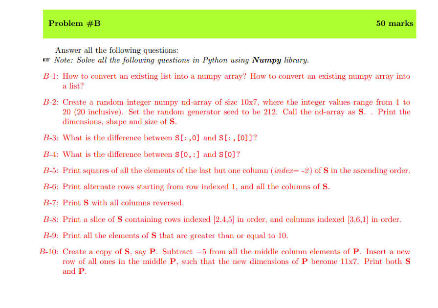 Solved Problem #B 50 Marks Answer All The Following | Chegg.com