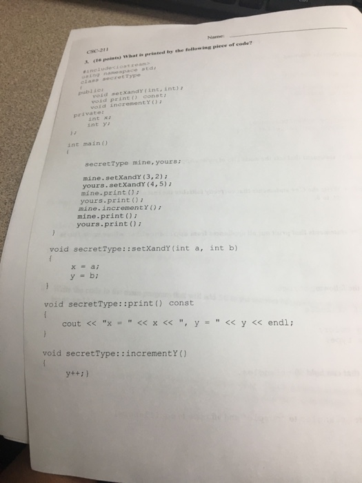 Solved What is printed by the following piece of code? | Chegg.com