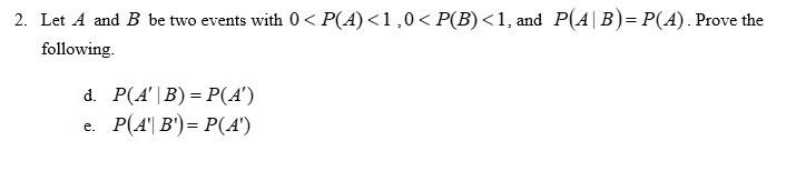 Solved 2. Let A And B Be Two Events With 0 | Chegg.com