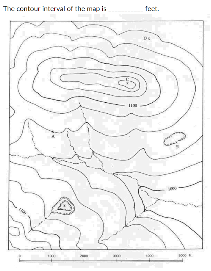 Solved 2) The elevation of the contour at point A is | Chegg.com