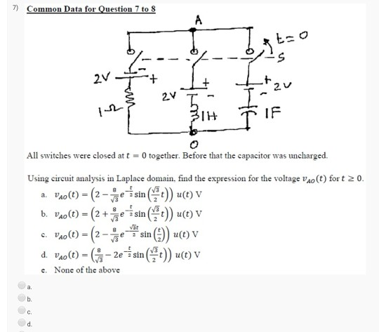 Solved 5) Common data for Question 5 to 6 (?)'! Uz (1)! V Uz | Chegg.com